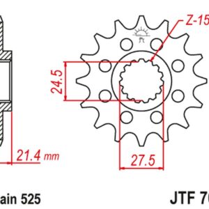 JT ZĘBATKA PRZEDNIA 2150 17 APRILIA 750/900 DORSODURO/ABS '07-'19, SHIVER/GT/ABS '07-'19 1200 DORSODURO/ABS '11-'16 (215017JT) (ŁAŃC. 525)