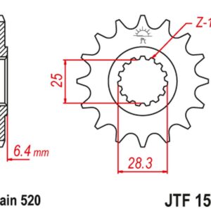 JT ZĘBATKA PRZEDNIA 2168 16 YAMAHA YFZ 450/YFM 700 RAPTOR '06-'19 (216816JT) (ŁAŃC. 520)
