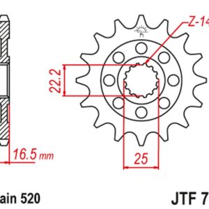 JT ZĘBATKA PRZEDNIA 2171 14 DUCATI 848/1098/1198 '07-'15 (217114JT) (MOD. ŁAŃC. 520)