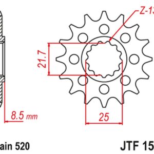 JT ZĘBATKA PRZEDNIA 2179 14 KAWASAKI ZX 10R 04-18 (217914JT) (PRZEJŚCIE NA ŁAŃCUCH 520)