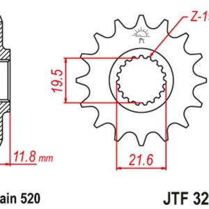 JT ZĘBATKA PRZEDNIA 2180 12 POLARIS 250/300/350/400/425 '89-99' (218012JT) (ŁAŃC. 520)