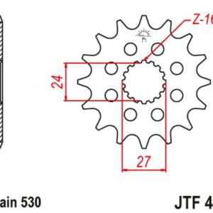 JT ZĘBATKA PRZEDNIA 2190 17 Z GUMĄ SUZUKI GSXR 1000 '09-'16, HAYABUSA '08-'23, B-KING '08-'12 (-1) (219017JTRB) (ŁAŃC. 530)