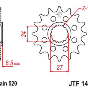 JT ZĘBATKA PRZEDNIA 2192 16 SUZUKI GSXR 1000 '09-16' (219216JT) (ŁAŃC. 520) KONWERSJA