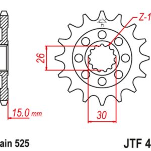 JT ZĘBATKA PRZEDNIA 2198 17 BMW S1000RR '09-'19 Z GUMĄ (219817JTRB) (ŁAŃC. 525)