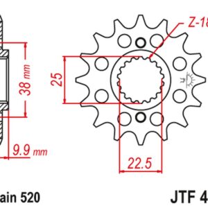 JT ZĘBATKA PRZEDNIA 2200 15 BMW G 450 X '08-11', HUSQVARNA 449/511 TC/TE/SM '11-12' (220015JT) (ŁAŃC. 520)