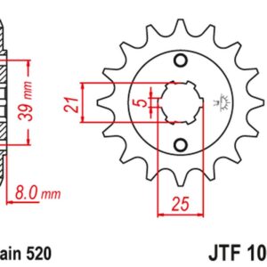 JT ZĘBATKA PRZEDNIA 2238 14 KYMCO 150 MXER / MXU '02-'15 (223814JT) (ŁAŃC. 520)