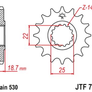 JT ZĘBATKA PRZEDNIA 2254 15 Z GUMĄ DUCATI MULTISTRADA 1200 '10-'16 (225415JTRB) (ŁAŃC. 530)