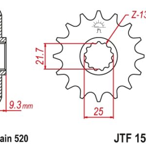 JT ZĘBATKA PRZEDNIA 2273 15 KAWASAKI EX250/300 NINJA '08-'16 (227315JT) (ŁAŃC. 520)