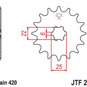 JT ZĘBATKA PRZEDNIA 255 16 HONDA NSR/MTX 50 (25516JT) (ŁAŃC. 420)