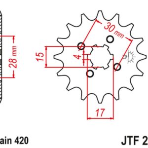 JT ZĘBATKA PRZEDNIA 255 18 HONDA MTX/MBX/XR 80 (25518JT) (ŁAŃC. 420)