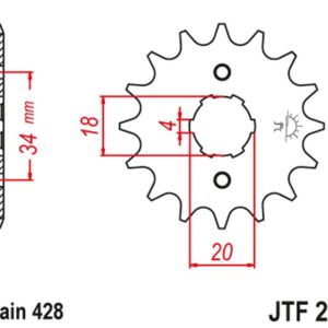 JT ZĘBATKA PRZEDNIA 259 17 HONDA XL 125, NX 125 (25917JT) (ŁAŃC. 428)