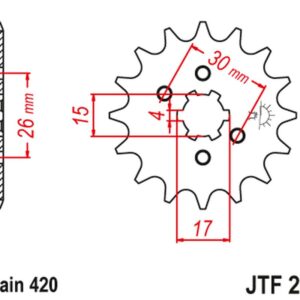 JT ZĘBATKA PRZEDNIA 261 14 HONDA MBX/MTX 50 (26114JT) (ŁAŃC. 420)
