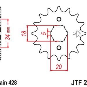 JT ZĘBATKA PRZEDNIA 264 17 KYMCO HIPSTER, STRYKER, ZING (26417JT) (ŁAŃC. 428)