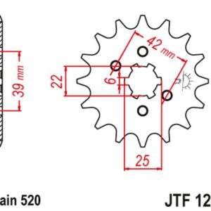 JT ZĘBATKA PRZEDNIA 265 13 HONDA XL 250S '78-'81, XL 250K '76-'77 (26513JT) (ŁAŃC. 520)