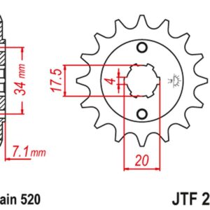 JT ZĘBATKA PRZEDNIA 266 14 HONDA CR 125 '79-'85 (26614JT) (ŁAŃC. 520)