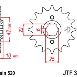 JT ZĘBATKA PRZEDNIA 281 14 HONDA NX 650 DOMINATOR '88 (GRUBOŚĆ 10MM) (28114JT) (ŁAŃC. 520) (-1)