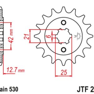 JT ZĘBATKA PRZEDNIA 288 16 HONDA CB 500 FOUR '72-'77, CB 550F/K '75-'80 (28816JT) (ŁAŃC. 530) (-1)