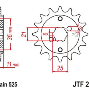 JT ZĘBATKA PRZEDNIA 290 14 HONDA XBR 500F '85-'86 (29014JT) (ŁAŃC. 525) (-1)