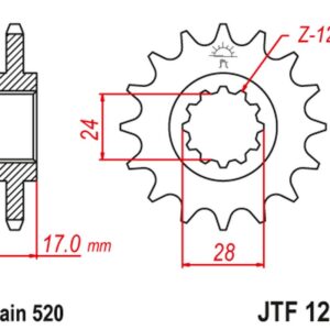 JT ZĘBATKA PRZEDNIA 295M 15 HONDA CBR 600 F2/F3 '91-98' (295M15JT) (ŁAŃC. 520) KONWERSJA