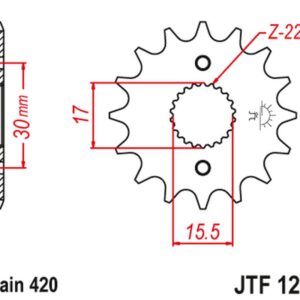 JT ZĘBATKA PRZEDNIA 332 13 HONDA CRF 50F '04-'12, XR 50 '00-'03 (33213JT) (ŁAŃC. 420)