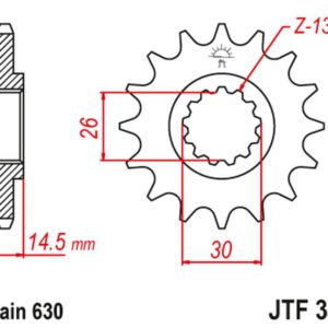 JT ZĘBATKA PRZEDNIA 333 15 HONDA CB 750 F/K '79-80' (RC01)(33315JT) (ŁAŃC. 630)