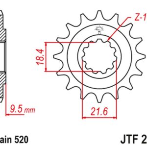 JT ZĘBATKA PRZEDNIA 334 14 HONDA CR 250 86-87, CR 500 86-87 (33414JT) (ŁAŃC. 520)