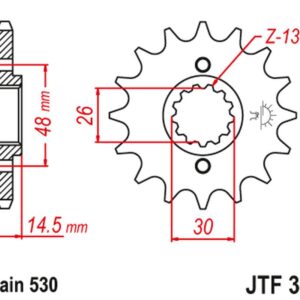 JT ZĘBATKA PRZEDNIA 339 15 HONDA VFR 750 86-87, CBX 750F 84-86, VFR 800 '02-'14 (33915JT) (ŁAŃC. 530)