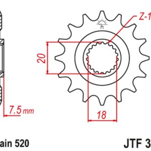 JT ZĘBATKA PRZEDNIA 340 14 HONDA CR 125 '87-'03 (34014JT) (ŁAŃC. 520)