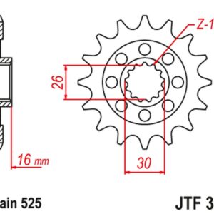 JT ZĘBATKA PRZEDNIA 344 15 HONDA VFR 750 R '88-92' (RC30) (34415JT) (ŁAŃC. 525) NA ZAMÓWIENIE