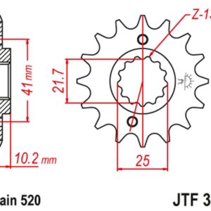 JT ZĘBATKA PRZEDNIA 345 16 HONDA NX 650, FX 650, YAMAHA XT 660, FMX (34516JT) (ŁAŃC. 520) (+1)
