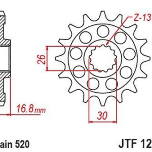 JT ZĘBATKA PRZEDNIA 347 16 HONDA CB 750 HORNET 23-'25, XL 750 TRANSALP '23-'25 (347M16) (ŁAŃC. 520)