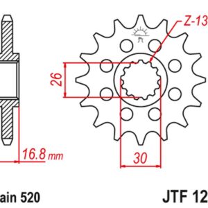 JT ZĘBATKA PRZEDNIA 347M 15 HONDA CBR 600/900/929/954/1000, VTR 1000 SP1/2 (347M15JT) (ŁAŃC. 520) KONWERSJA