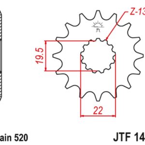 JT ZĘBATKA PRZEDNIA 4103 15 SUZUKI LT 160 '89-'01, LT 230 '86-'93 (410315JT) (ŁAŃC. 520)