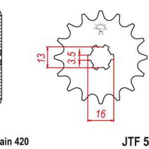 JT ZĘBATKA PRZEDNIA 415 09 KAWASAKI KFX 50 '03-'06, SUZUKI LTA 50 '02-'05, SUZUKI TS 50, YAMAHA DT 50MX (41509JT) (ŁAŃC. 420)