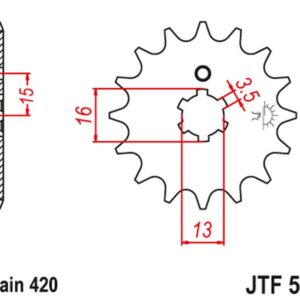 JT ZĘBATKA PRZEDNIA 415 15 YAMAHA RD 80 MX '81-82' (41515JT) (ŁAŃC. 420)