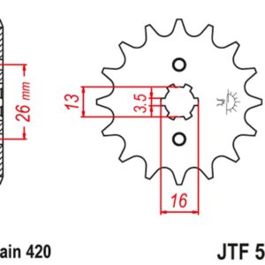 JT ZĘBATKA PRZEDNIA 415 16 SUZUKI TS 50, YAMAHA DT 50MX (41516JT) (ŁAŃC. 420)