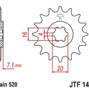 JT ZĘBATKA PRZEDNIA 422 10 KAWASAKI KSF/KXF 80 '03-06', SUZUKI LT 80 '89-06' (42210JT) (ŁAŃC. 520)