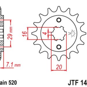 JT ZĘBATKA PRZEDNIA 422 15 SUZUKI RV200 VAN VAN '15-19',TSR200 (TS) '90-92' (42215JT) (ŁAŃC. 520)