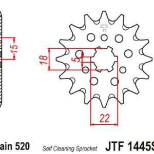 JT ZĘBATKA PRZEDNIA 423 13 KAWASAKI KX 125 '94-'07 SAMOOCZYSZCZAJĄCA (42313JT) (ŁAŃC. 520)