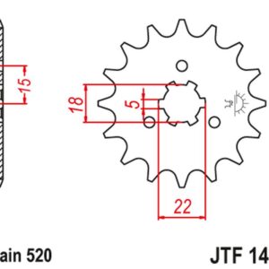 JT ZĘBATKA PRZEDNIA 423 14 KAWASAKI KX 125 '94-'07 (42314JT) (ŁAŃC. 520)