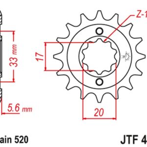 JT ZĘBATKA PRZEDNIA 430 12 KAWASAKI KXF 250 '04-'05, SUZUKI RMZ 250 '04-'05 (43012JT) (ŁAŃC. 520)