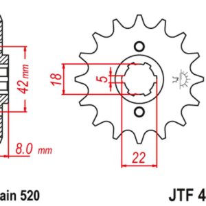 JT ZĘBATKA PRZEDNIA 431 11 SUZUKI PE 250 '78-'82, RM 250 '79-'81, RM 400 '78-'80 (43111JT) (ŁAŃC. 520)