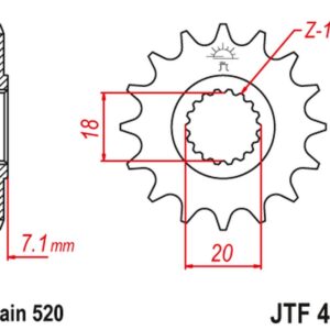JT ZĘBATKA PRZEDNIA 432 11 SUZUKI RM 125 '92-'07, RMZ 250 '10-'12 (43211JT) (ŁAŃC. 520)