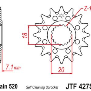 JT ZĘBATKA PRZEDNIA 432 13 SUZUKI RM 125 '92-'07, RMZ 250 '10-'12 SAMOOCZYSZCZAJĄCA (43213JT) (ŁAŃC. 520)