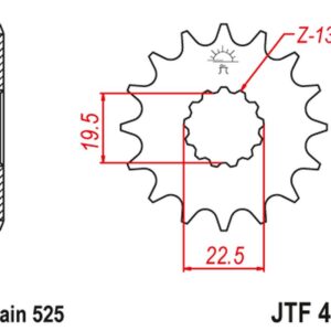 JT ZĘBATKA PRZEDNIA 433 16 SUZUKI GSF/GSX/RF 400 '86-94', TS/TM 250 '71-83' (ŁAŃC. 525) (43316JT)