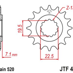 JT ZĘBATKA PRZEDNIA 434 13 SUZUKI DR 250 '82-'87, GZ 250, GN 250 (ŁAŃC. 520) (43413JT)