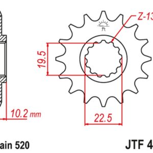 JT ZĘBATKA PRZEDNIA 435 12 SUZUKI RM 250 '87-'12 (43512JT) (ŁAŃC. 520)