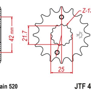 JT ZĘBATKA PRZEDNIA 438 15 SUZUKI GSX 400 F '81-'86, RG 250 GAMMA '83-'88 (43815JT) (ŁAŃC. 520) - MOŻE ZASTĄPIĆ JTF565.15 NA ZAMÓWIENIE