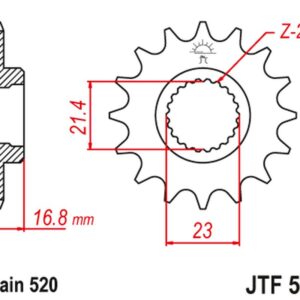 JT ZĘBATKA PRZEDNIA 443 15 YAMAHA XJ 600 DIVERSION '92-'03 (44315JT) (ŁAŃC. 520)