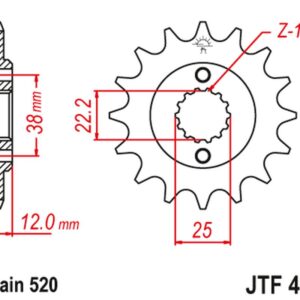 JT ZĘBATKA PRZEDNIA 495 15 DUCATI PASO SPORT 750 '86-90' (49515JT) (ŁAŃC. 520)